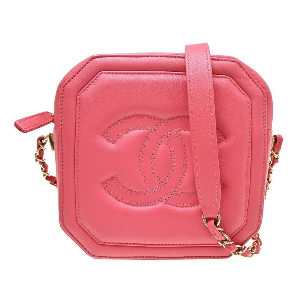 Chanel Timeless Cc Octagon Camera Case Quilted Lambskin Pink Leather Shoulder